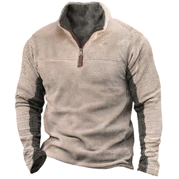 Men's Vintage Patchwork Casual Chic Brushed Sweatshirt