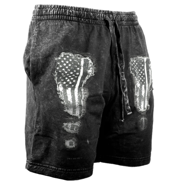Men's American Flag Print Chic Outdoor Vintage Multi Pocket Shorts