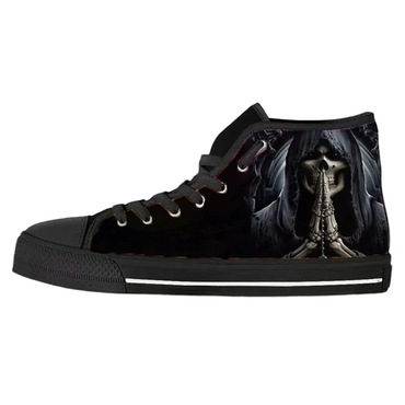 Unisex Dark Skull Print Chic Casual Shoes High Top Canvas Shoes