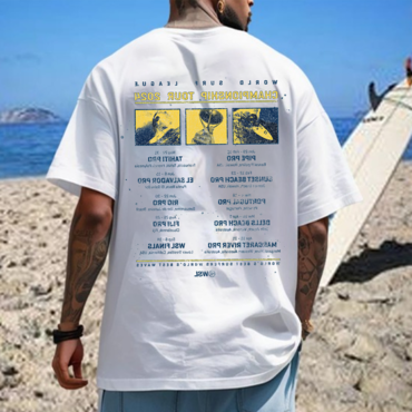 Men's 2024 Wsl Surf Chic Poster Beach Loose Short Sleeve Oversized T-shirt