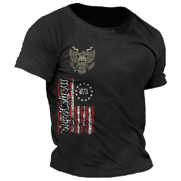 Men's Us National Emblem Chic Flag Tie Dye Print Short Sleeved T-shirt