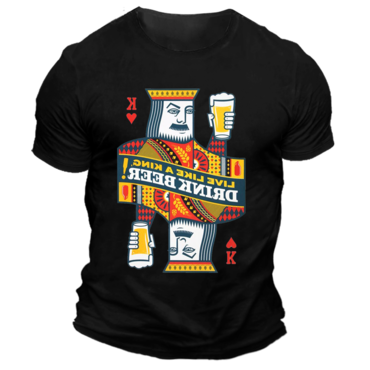 Men's Beer Happy Inspired Print Chic Daily Short Sleeve Contrast Color Crew Neck T-shirt