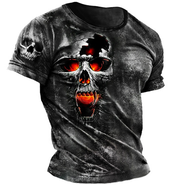 Men's Dark Skull Rock Print Chic Daily Short Sleeve Crew Neck T-shirt