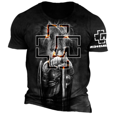 Rammstein Men's Rock Hip Chic Hop Punk Knights Templar Lion Faith Print T-shirt