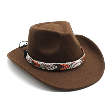 Men Women's Retro Yellowstone Chic Suede Warped Western Cowboy Hat Rolled Brim Ethnic Style Felt Hat