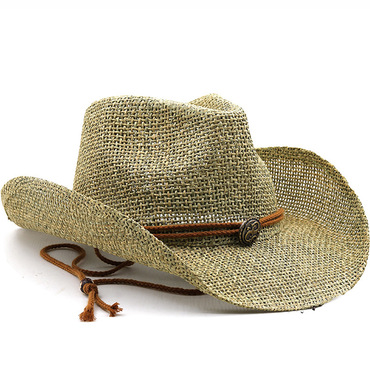 Old Stone Straw Cowboy Chic Cowgirl Hat For Men Women Wide Brim Sun Western Style Hat