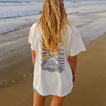 Women's Vintage Print Holiday Chic Surf T-shirt