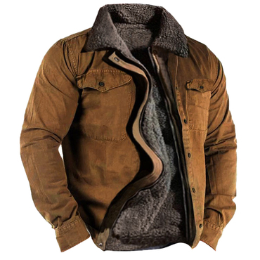 Men's Winter Coat Winter Chic Work Jackets Plush Fleece Warm Lining Zipper Tactical Outdoor Comfort Jacket
