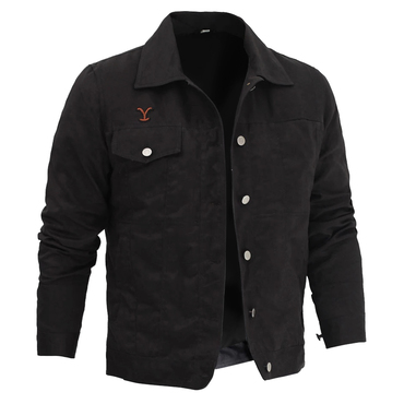 Men's Jacket Vintage Yellowstone Chic Rip Outdoor Denim Cowboy Pocket Lapel Coat