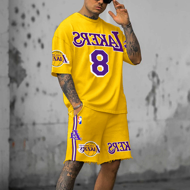 Men's Los Angeles Basketball Chic Jersey Shorts Suit