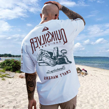 Oversized Men's Retro Surf Chic Beach Vacation Short Sleeve Casual T-shirt