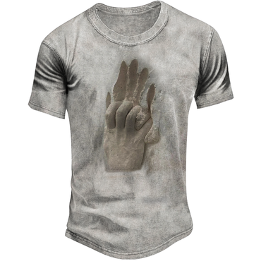 Men's Handmade Art Sculpture Chic Graphic Print Casual Crew Neck Short Sleeve T-shirt