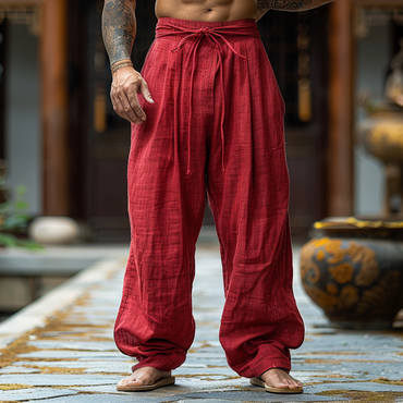 Simple Loose Men's Linen Chic Pants Comfortable And Breathable Linen Pants