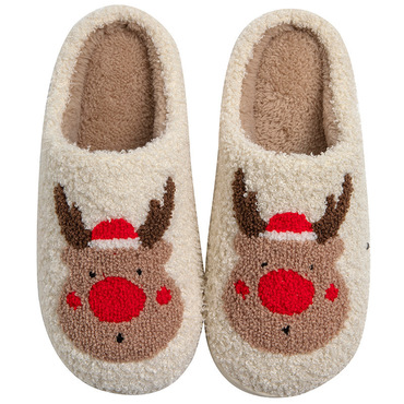 Unisex Embroidered Warm Home Chic Christmas Cotton Slippers