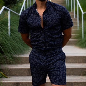 Men's Personalized Leopard Print Chic Jumpsuit Rompers