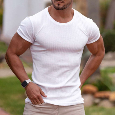 Men's Short-sleeved Solid Color Chic Casual T-shirt