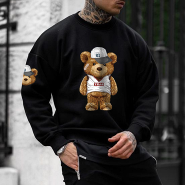 Oversized Cute Bear Print Chic Men's Sweatshirt