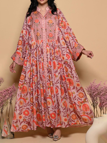 Stylish Premium Floral Print Chic Robe Dress