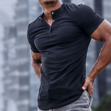 Men's Spring/summer Henley Stretch Chic Slim T-shirt