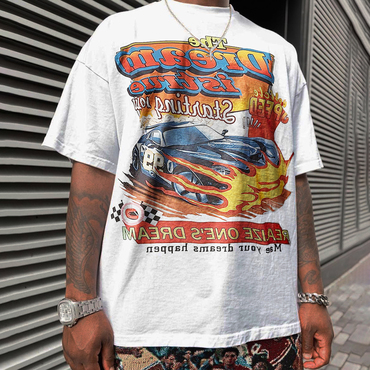 Retro Oversized Men's Motorsports Chic T-shirt