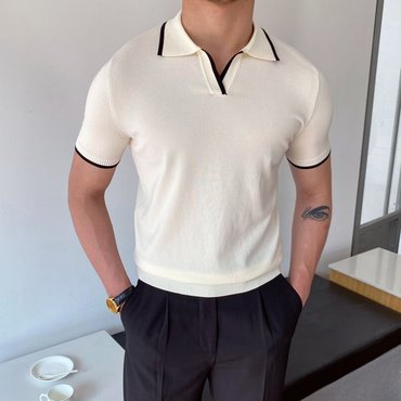 Mens Knitted Polo Chic Top