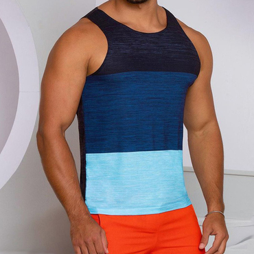 Summer Men's Colorblock Tank Chic Top Casual Breathable Sleeveless Vest