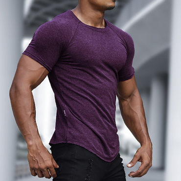 Men's Casual Slim Solid Chic Color T-shirt Fitness Running Sports Short Sleeve Tee