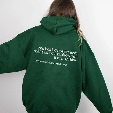 Letter Print Kangaroo Pocket Chic Drawstring Hoodie