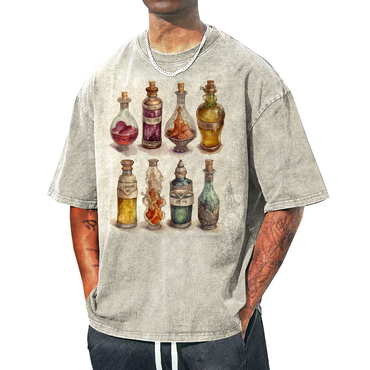 Men's Bottles And Cans Chic Art Print Graphic Print Casual Crew Neck Oversized T-shirt