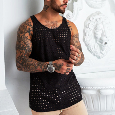 Men's Holiday Lace Chic Mesh Sleeveless Tank Top