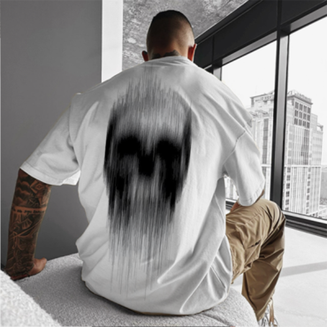 Men's Tops Skull Pattern Chic Round Neck Short Sleeve T-shirt Casual Street Fashion