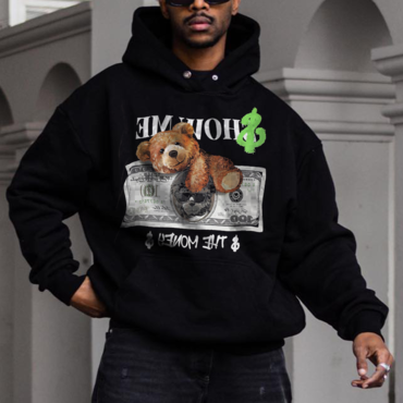 Teddy Bear Print Men's Chic Sweatshirt