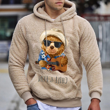 Teddy Bear Warm Men's Chic Casual Lamb Wool Hoodie