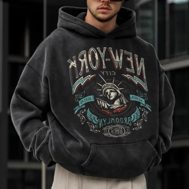 Oversized Casual Vintage 'new Chic York' Men's Sweatshirt