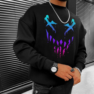 Smiley Printed Oversized Men's Chic Casual Fashion Sweatshirt