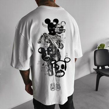 Trendy Graffiti Print Oversized Chic Men's T-shirt