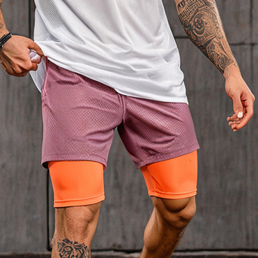 Men's Casual Sports Fitness Chic Double Layer Shorts