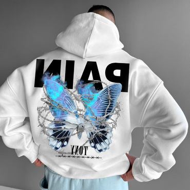 Men's Casual Butterfly Letter Chic Design Hoodie