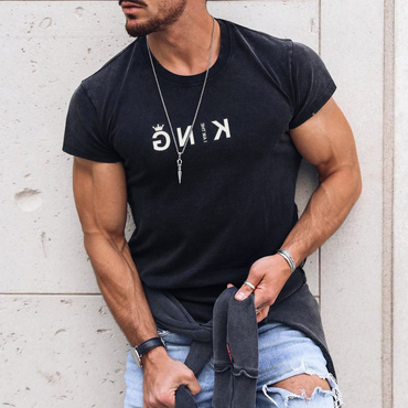 Men's I'm The King Chic Basic All-match Comfortable Round Neck Cotton T-shirt