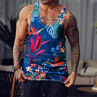 Men's Casual Breathable Printed Chic Vest Seaside Beach Vest