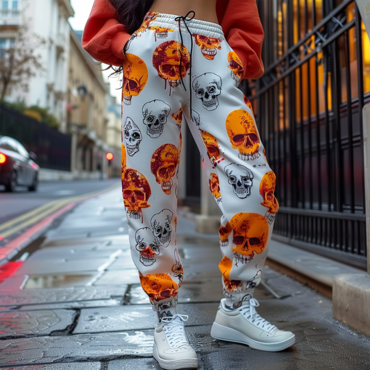 Halloween Skull Pattern Women's Chic Jogger Casual Pants