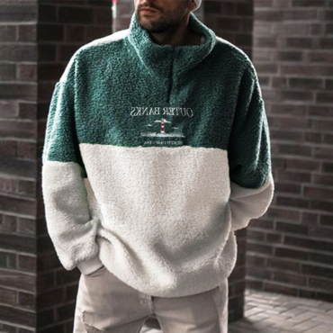 Men's Oversized 'outer Banks' Chic Embroidered Sherpa Sweatshirt