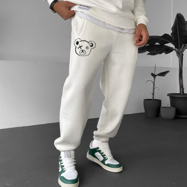 Men's Simple Bear Print Chic Casual Sweatpants