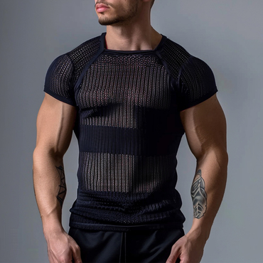 Men's See-through Knitted Slim Chic Fit T-shirt