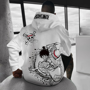 Oversize 'anime Print' Print Chic Hoodie