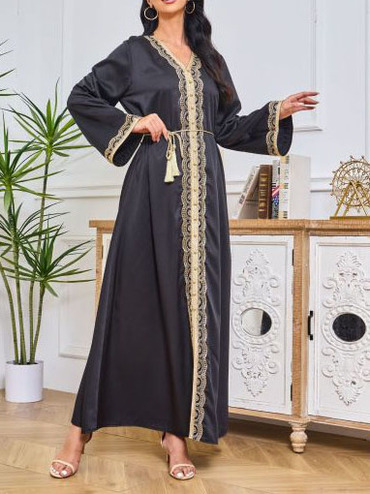 Embroidered Lace Fashionable Ramadhan Chic Abaya Dress