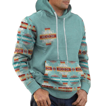 Men's Vintage Ethnic Print Chic Hooded Sweatshirt