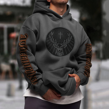 Oversized Jagermeister Hoodie Elk Chic Letter Print Hoodie