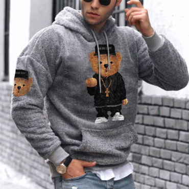 Warm Teddy Bear Lamb Chic Wool Men's Casual Hoodie