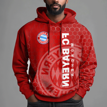 Unisex 2024 Fc Bayern Chic Football Racing Print Jersey Oversize Red Hoodie